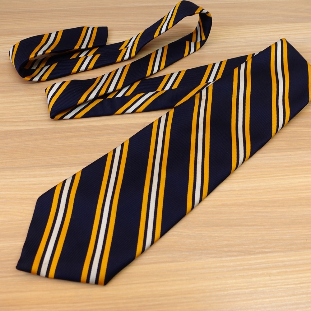 Vintage Repp Stripe Neck Tie Mens Blue Gold English Regimental Ivy WALLACHS USA